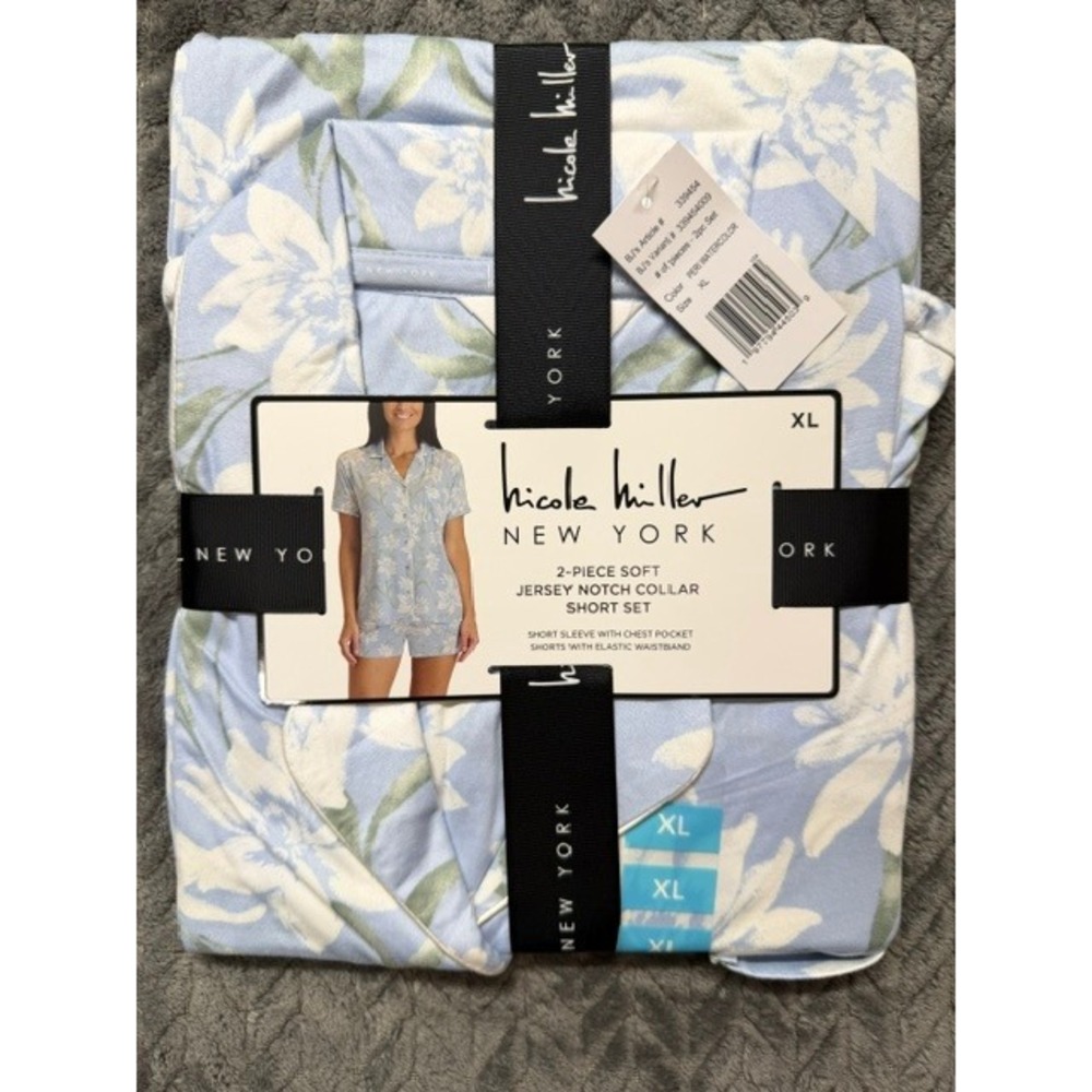 Nicole Miller New York Womens 2-Piece Pajama Set  Watercolor Floral XL New 0562